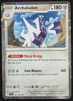 Archaludon Stellar Crown Swirl Cosmos Holo Promo Rare Pokemon Card 107/142 (NM) - Image 1