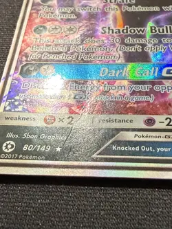 Pokemon Card Umbreon GX 80/149 Holo Ultra Rare SM Base Set Moderately Played/DMG - Image 3