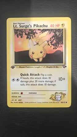 Pokemon TCG Lt. Surge's Pikachu Gym Challenge 1st Edition 84/132 NM 2000 WOTC - Image 1