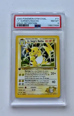 2000 Pokemon GYM LT SURGE'S RAICHU HOLO 1ST EDITION # 11 NM-MT PSA 8 🔥 - Image 1