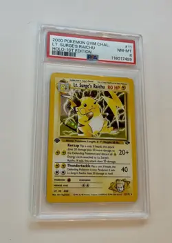 2000 Pokemon GYM LT SURGE'S RAICHU HOLO 1ST EDITION # 11 NM-MT PSA 8 🔥 - Image 2