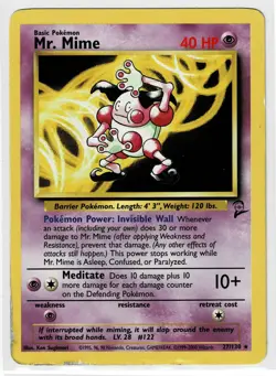 Mr. Mime 27/130 Pokemon Base Set 2 Rare HP-DMG - Image 1