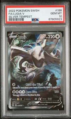 2022 POKEMON SWORD & SHIELD SILVER TEMPEST #186 FULL ART/LUGIA V PSA 10 - Image 1