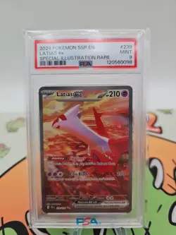 2024 POKEMON SSP EN-SURGING SPARKS SPECIAL ILLUSTRATION RARE LATIAS EX PSA 9 - Image 1