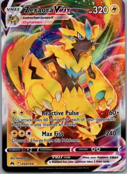 Zeraora VMAX 054/159 Crown Zenith Pokemon TCG Holo VMAX Rare NM - Image 1