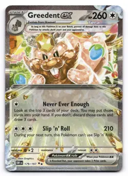 Greedent ex NM 179/197 Holo Obsidian Flames Pokemon Double Rare - Image 1