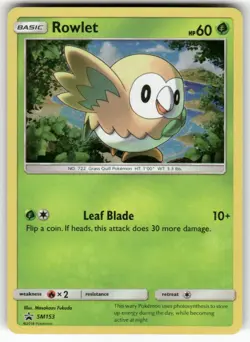 Rowlet - SM153 Holo Promo Sun & Moon Promo Pokemon Near Mint - Image 1