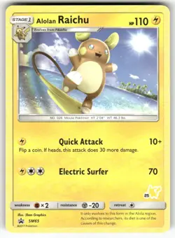 Alolan Raichu (#25 Pikachu Stamped) SM65 Promo Battle Academy Pokemon Near Mint - Image 1