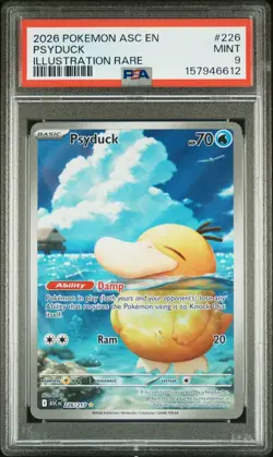 2026 POKEMON CO ME: ASCENDED HEROES PSYDUCK IR HOLO 226/217 PSA 9 EN - Image 1