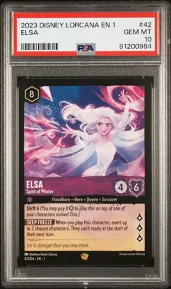 2023 Disney Lorcana EN 1 Elsa Spirit of Winter 42/204 Legendary NON Foil PSA 10 - Image 1