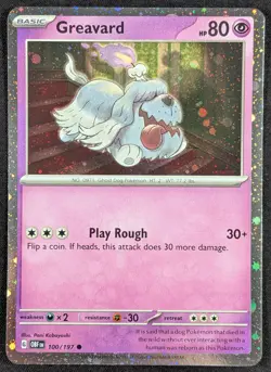 Greavard 2023 Obsidian Flames Cosmos Holo Pokemon Card 100/197 (NM) - Image 1