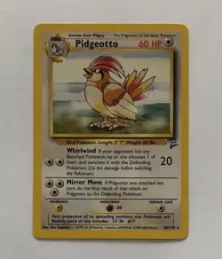 Pokemon PIDGEOTTO Card 28/130 Rare BASE SET 2 LP English Regular Unlimited - Image 1