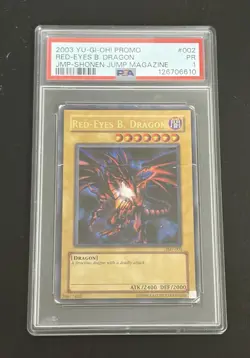 Yu-Gi-Oh: 2003 Shonen Jump #JMP002 Red-Eyes B. Dragon (Black) PSA 1 - Image 1