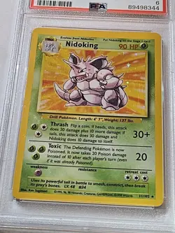 1999 Pokemon Base Set Unlimited HOLO 11/102 Nidoking PSA 6 EX-MT Graded Card Vtg - Image 4
