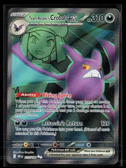 Team Rocket's Crobat ex 217/182 Ultra Rare Destined Rivals Pokemon NM - Image 1