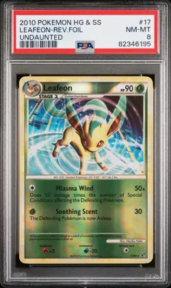 2010 POKEMON HEARTGOLD & SOULSILVER UNDAUNTED #17 LEAFEON REVERSE POP 16 PSA 8 - Image 1
