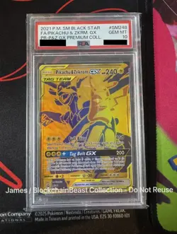 Pikachu & Zekrom GX SM248 Holo PSA 10 English Black Star Promo Card Pokemon - Image 1