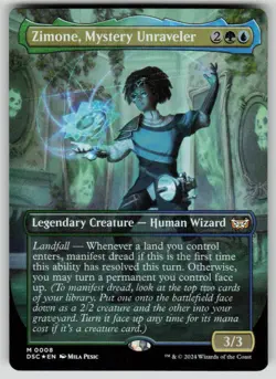Zimone, Mystery Unraveler (Borderless) Foil Duskmourn: House of Horror 8 MTG NM - Image 1