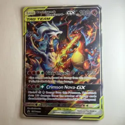 Reshiram & Charizard GX Tag Holo ART, Full ART, This Is NOT A Pokemon Game Card - Image 1