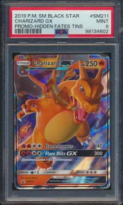 2019 Pokemon SM Black Star Charizard GX Promo Hidden Fates SM211 Holo PSA 9 MINT - Image 1