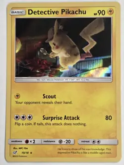 Detective Pikachu 10/18 Holo Rare 2019 Pokemon Card TCG - Image 1