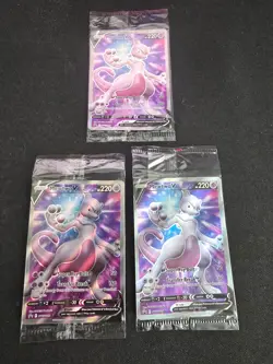 3x Pokemon TCG SWSH229 Mewtwo v Black Star Promo Card Bundle Sealed - Image 1