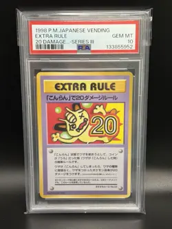 1998 Pokemon EXTRA RULE 20 Damage Japanse JPN JP Vending Series III PSA 10 - Image 1