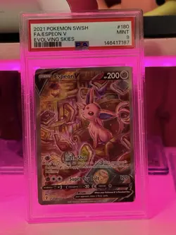 Pokemon Espeon V 180/203 Evolving Skies SWSH07 Full Art Holo PSA 9 ENG - Image 1