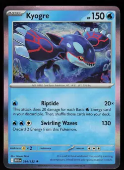 Kyogre 034/132 Rare Mega Evolution Pokemon Reverse Holo Near Mint - Image 1