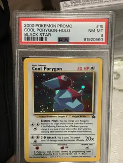 2000 Pokemon Promo Cool Porygon- Holo Black Stat #15 NM-MT PSA 8 - Image 1