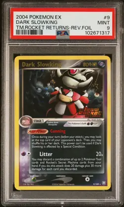 2004 Pokemon EX Team Rocket Returns DARK SLOWKING #9 Reverse Holo Foil PSA 9 - Image 1