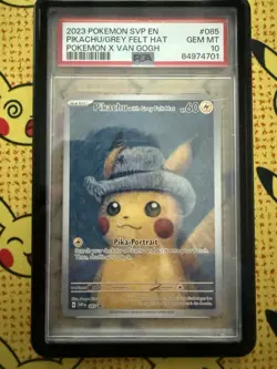 PIKACHU WITH GREY FELT HAT 2023 POKEMON X VAN GOGH SVP EN 085 PSA 10 GEM MINT - Image 1