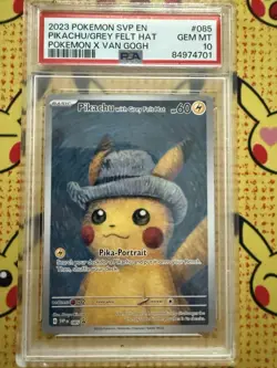 PIKACHU WITH GREY FELT HAT 2023 POKEMON X VAN GOGH SVP EN 085 PSA 10 GEM MINT - Image 4