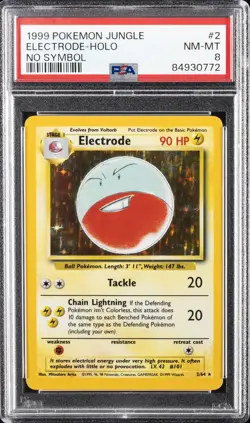 1999 POKEMON JUNGLE NO SYMBOL #2 ELECTRODE-HOLO PSA 8 - Image 1