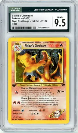Pokemon Blaine's Charizard #2 GYM Challenge 1st Edition CGC 9.5 Mint+ - Image 1