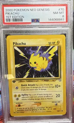 Pokemon TCG Pikachu Neo Genesis 1st Edition #70/111 English PSA 8 Regular - Image 1