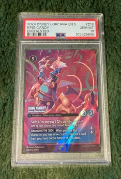 2024 Disney Lorcana #218 King Candy Sweet Abomination Enchanted PSA 10 GEM - Image 1
