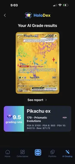 Pokemon TCG Prismatic Pikachu EX Gold Hyper Rare Card 179/131 - Image 3