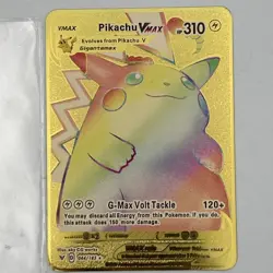 2020 Pokemon TCG ~ Pikachu Vmax 044/185 Rainbow Gold Metal Card ~ Authentic M/NM - Image 1