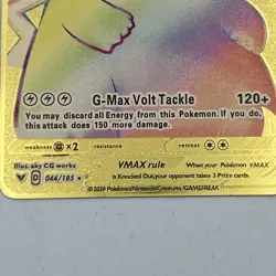 2020 Pokemon TCG ~ Pikachu Vmax 044/185 Rainbow Gold Metal Card ~ Authentic M/NM - Image 2