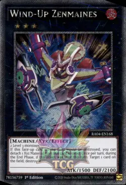 1st ed Wind-Up Zenmaines platinum secret rare RA04-EN168 Yugioh - Image 1