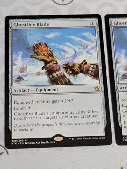 C3791 MAGIC MTG KHANS OF TARKIR GHOSTFIRE BLADE 2X #220 LP RARE - Image 2