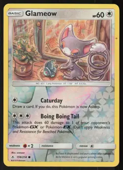 Glameow 159/214 Common Unbroken Bonds Pokemon Reverse Holo Lightly Played - Image 1