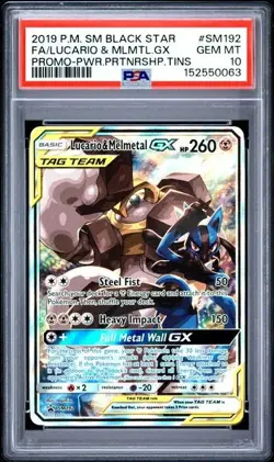 Pokemon TCG Lucario & Melmetal GX SM192 Sm Holo Sun & Moon Promos PSA graded 10 - Image 1