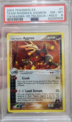 PSA 8 NM-Mint Team Magma's Aggron EX Magma Vs Aqua Holo 2004 Pokemon - Image 1