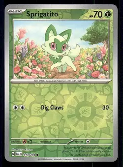 SPRIGATITO 013/193 COMMON PALDEA EVOLVED POKEMON REVERSE HOLO NEAR MINT - Image 1