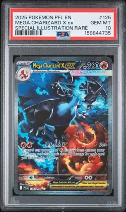 2025 POKEMON PFL SPECIAL ILLUSTRATION RARE #125 MEGA CHARIZARD X EX PSA 10 - Image 1