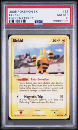 2005 Pokemon EX Unseen Forces Elekid #23 Unseen Forces PSA 8 - Image 1