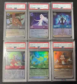 Complete Set Lorcana D100 Disney 100 Mickey Elsa Genie Stitch PSA 10 Maui PSA 9 - Image 1