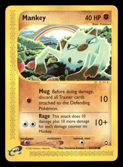 Mankey - 92/147 - Common - Aquapolis - Pokemon Card - LP - Image 1